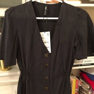 Zara Button Dress - Black XS